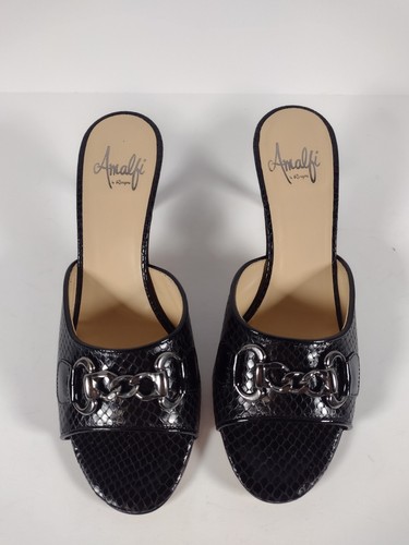 Amalfi by Rangoni Black Slip-on Open Tow Pump Heels - NEW - Size 7.5M - Picture 6 of 9