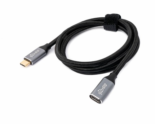 USB 3.1 Cable 100 CM Type C Plug To Socket Braided Adapter IN Black