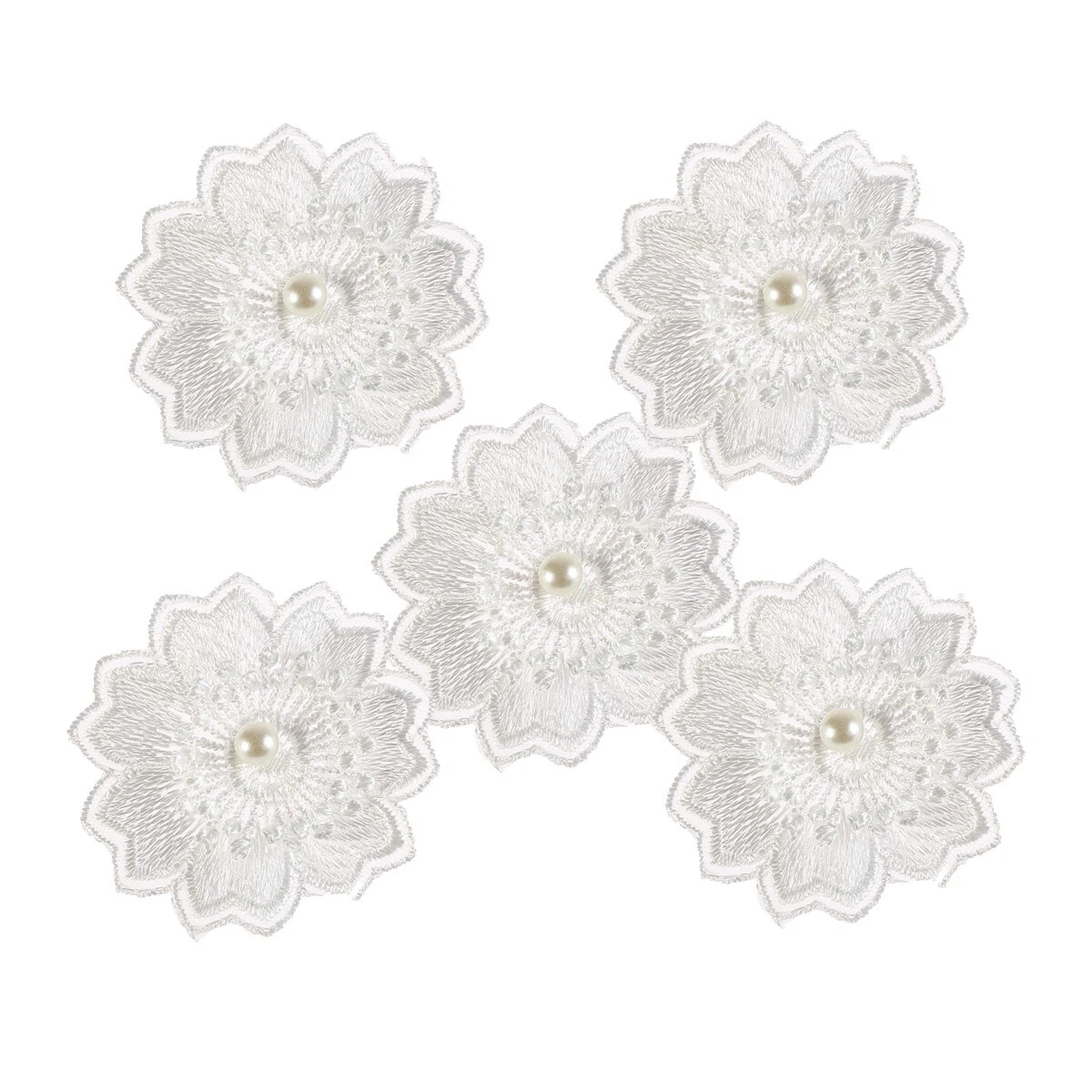 Украшения для скрапбукинга тканевые белые цветки