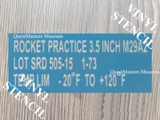 U.S. Vietnam Era 3.5 inch M29A2 Bazooka Practice Rocket Stencil, Stencil 104