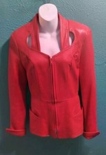 Firenze Santa Barbara Women's Red Leather Blazer Jacket