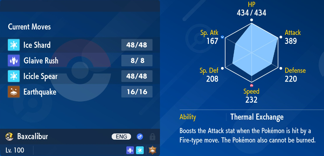 SHINY BAXCALIBUR 6IV JOLLY BATTLEREADY Pokemon Scarlet and