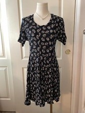 Black and White Floral Short Sleeve Summer Spring Cottagecore Dress