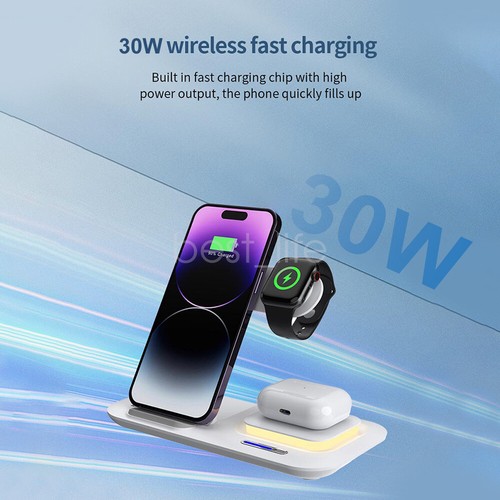 30W Wireless Charger Fast Charging Dock Stand iPhone Apple Watch Airpods Samsung - Picture 6 of 24