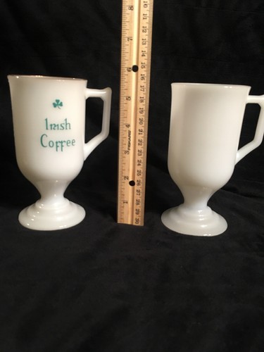 Vintage Federal Milk Glass Irish Coffee Mug Set of 2 - Picture 2 of 11