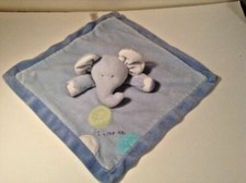 Carters Just One Year Plush Blue Elephant Blanket Lovey Security rattle
