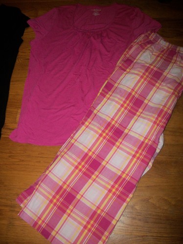 CROFT & BARROW 2 PC PLAID PAJAMAS PJ SET TOP CAPRI PANTS WOMENS SIZE LARGE 12 14 - Picture 4 of 4