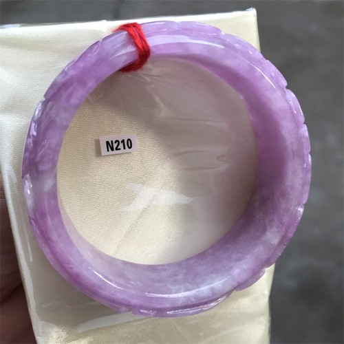 58.8mm Burma Natural Icy Lavender Jadeite Jade Bracelet Carving Jade Bangle - Picture 14 of 15