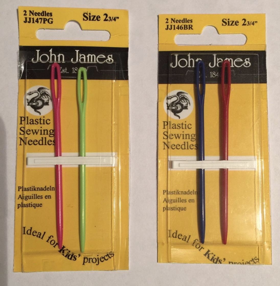 Colonial Needle John James Embroidery//Crewel Ball Point Assorted Needles Size 3//7