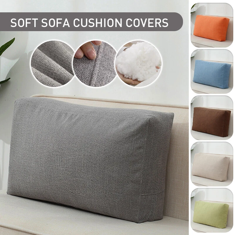 Sofa Back Cushion Cover Linen Breathable Fabric Pillow Case Rectangular New - Image 2 of 4