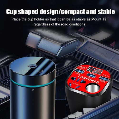 2023 New Car Mounted Cup Type Inverter Converter QC Charger+PD cable-20% off- - Photo 8 sur 17