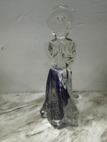 Murano Glass Cobalt Blue with Silver Dust Angel Figurine - Picture 2 of 6