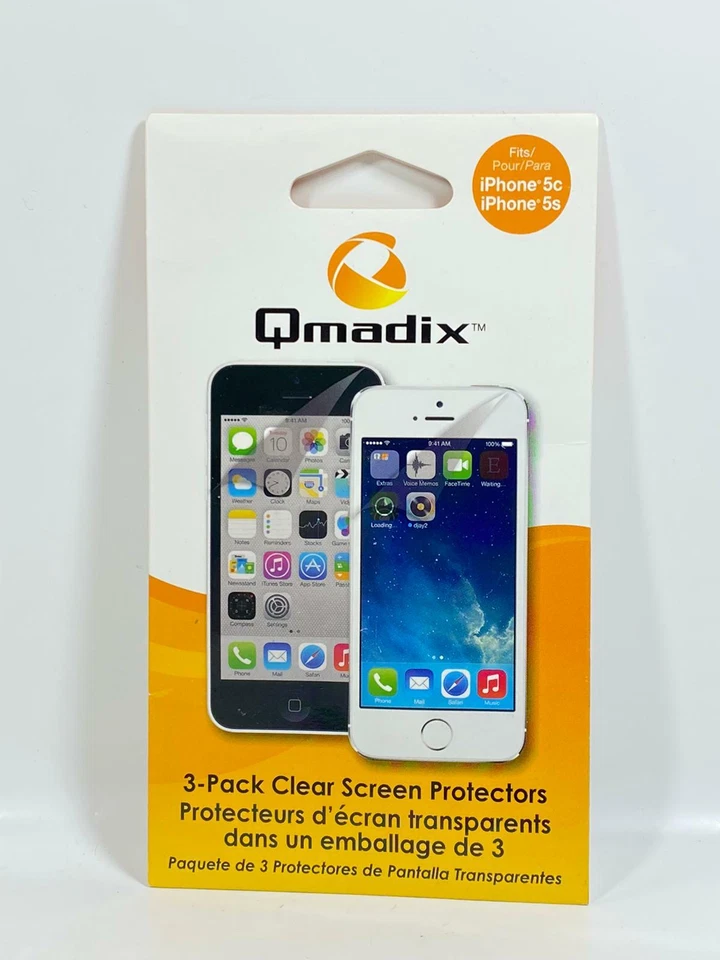 Qmadix Paquete de 3 Protectores de Pantalla Transparentes para iPhone 5c/5s (Lote de 2) Foto 2 de 3