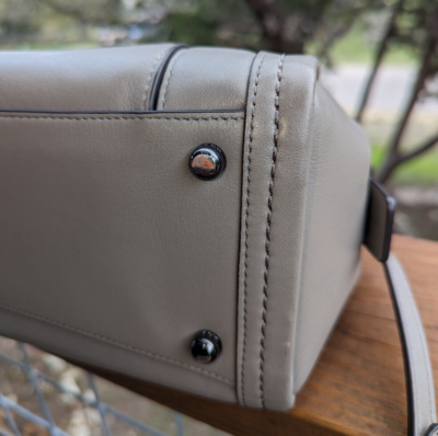 COACH Taupe Grey Leather SWAGGER FRAME SATCHEL Shoulder Crossbody