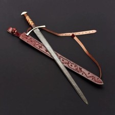 HANDMADE DAMASCUS STEEL SWORD VIKING BATTLE READY SWORD 