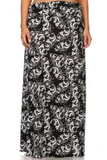 New Women's Plus Size Navy White Floral Maxi Full-Length Skirts Sizes 1X 2X 3X