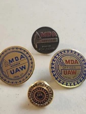 Vintage Lot of 4 UAW United Auto Workers Union MDA Officer Lapel Hat Jacket Pins