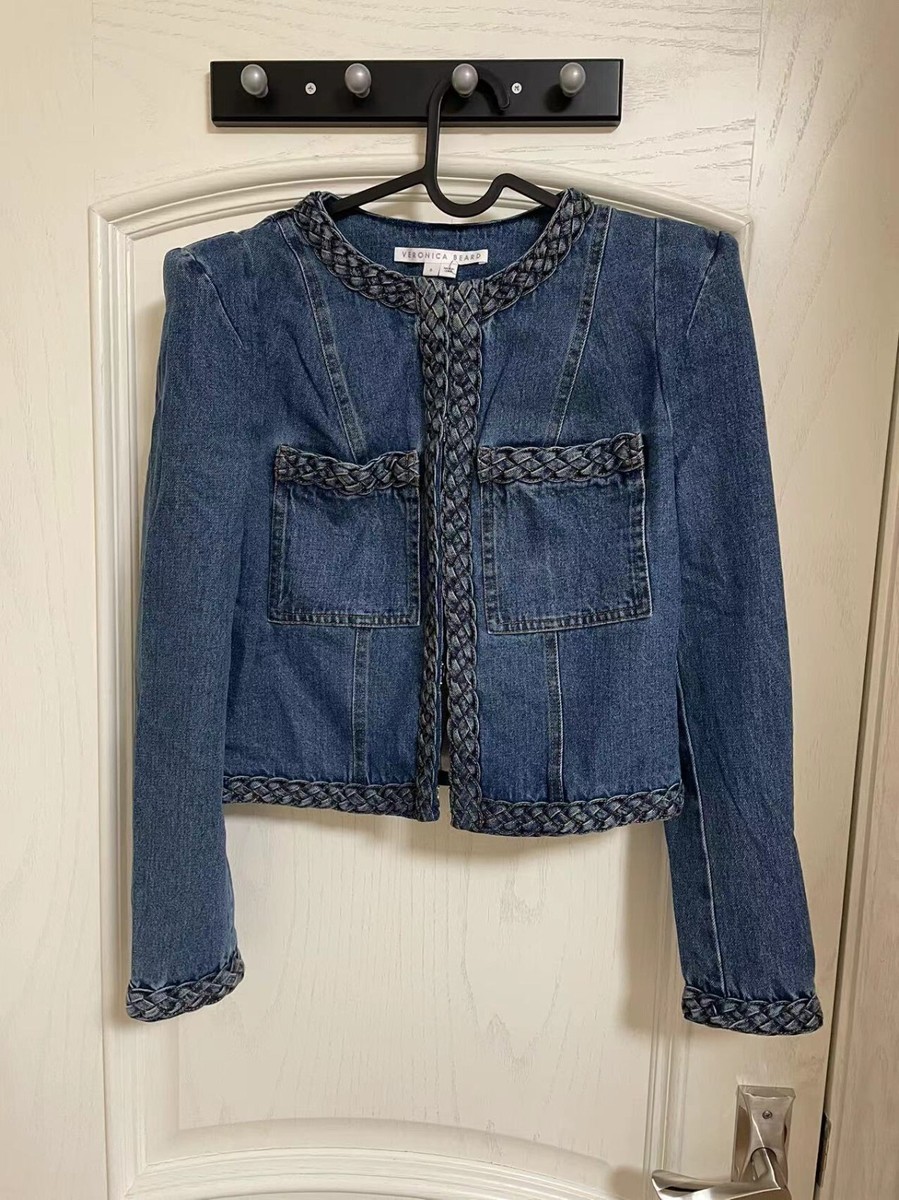 AUTH VERONICA BEARD ARROWE DENIM JACKET Stone Bright Blue 6810