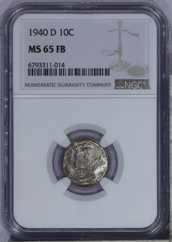 1940-D Mercury Dime 10c NGC MS65 FB