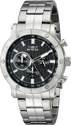 Invicta MEN's Specialty 18161 Round Black Chronograph Stainless Steel Watch