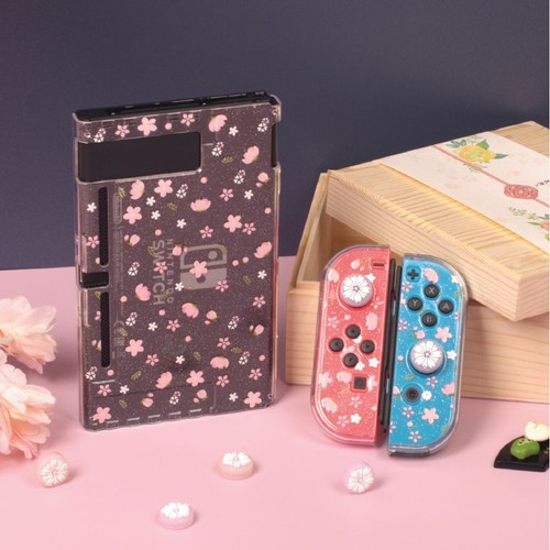 Clear Case for Nintendo Switch Glitter Sakura Protective Case & 2PCS Thumb Grips - Picture 6 of 6