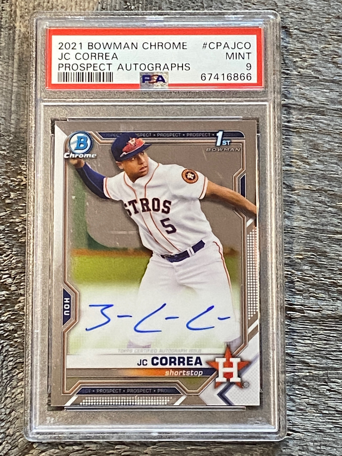 JC CORREA 2021 Bowman Chrome Prospect AUTO Autograph PSA 9  Astros CPAJCO 6866