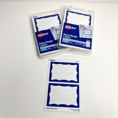 Avery 5144 Adhesive Name Badge 2'' x 3 '' Blue Border 200 Labels Printable NEW