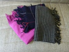 Lot of 3 Pcs Scarves Various Brands And Colors: Crimson, Plaid and Houndstooth