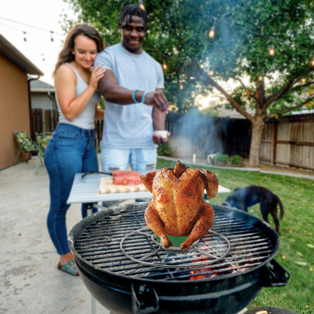 Beer Can Turkey Rack Stainless Steel Chicken Stand Vertical for Smoker