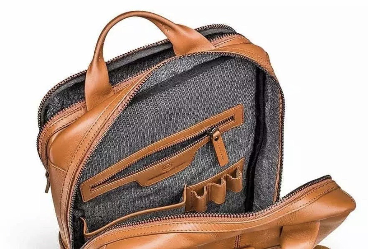 Moral Code Back Office Backpack - Tan Leather - image 5