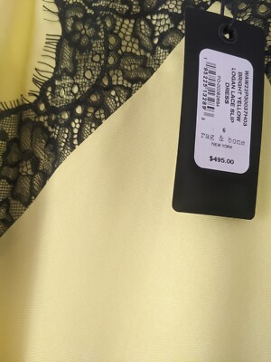 Rag and Bone Bright Yellow Logan Lace Slip Dress Size 6