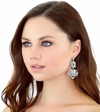 Kristin Perry Crystal Floral Art Deco Vintage Inspired Chandelier Earrings