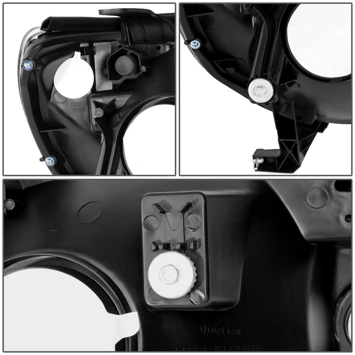 Black Housing Clear Corner Headlights For 2005-2011 Toyota Tacoma - Driver & Passenger Side