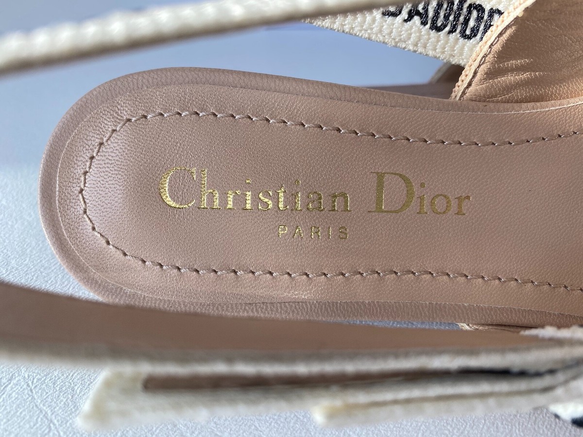 CHRISTIAN DIOR J'ADIOR FABRIC & RIBBON BEIGE KITTEN HEEL SHOES