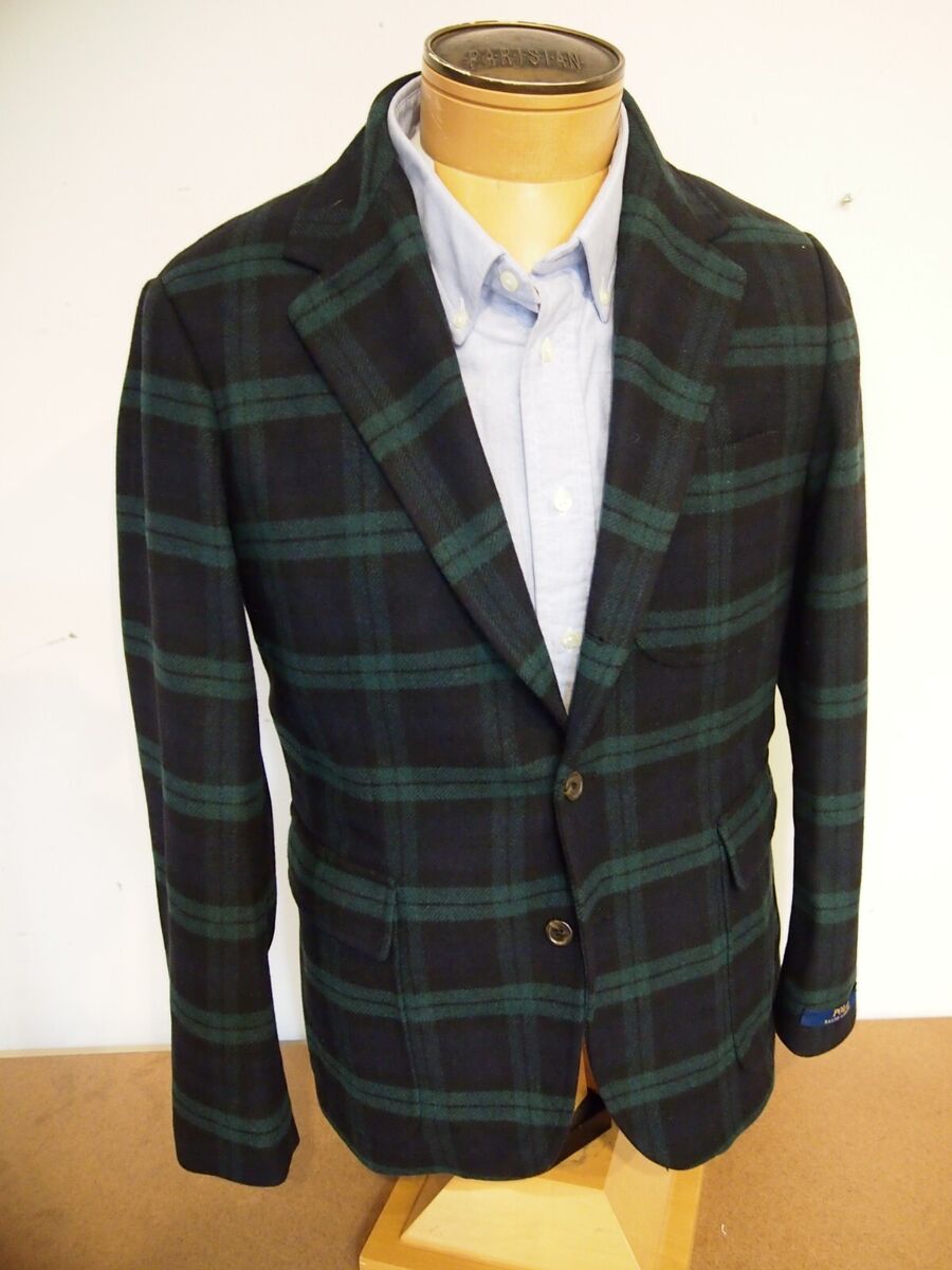 Polo Ralph Lauren Wool Blend 3 Button Blackwatch Plaid Polo Ralph Lauren Wool Blend 3 Button Blackwatch Plaid