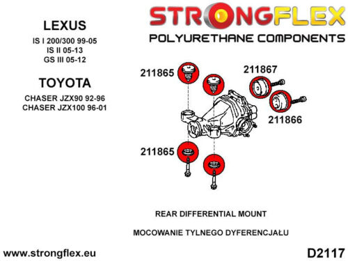 PU Rear Diff Mount Rear Bushing 211866B fits Lexus IS300, GS300/350/430 - Picture 3 of 4