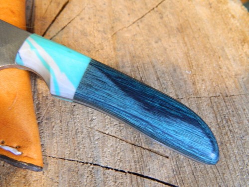ANZA KNIFE Co. WE HAVE 1- 6" FIXED BLADE WITH A MULTI-COLORED FINGER CUT LEA SH - Picture 5 of 12