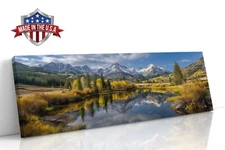 Valley of Gold and Snow Canvas Print for Home Decor, Mountain Wall Decor Poster