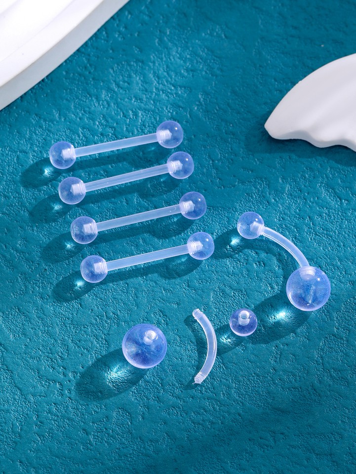 6Pcs/set Acrylic Transparent Piercing Rings Belly Nipple Retainer Body