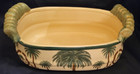 Vintage Planter Palm Tree Design - Pale Yellow and Green Stone Ceramic — photo 3