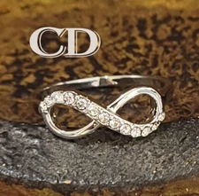 Women's Dainty Infinity Promise Ring - Paved Gem Infinity Engagement Ring
