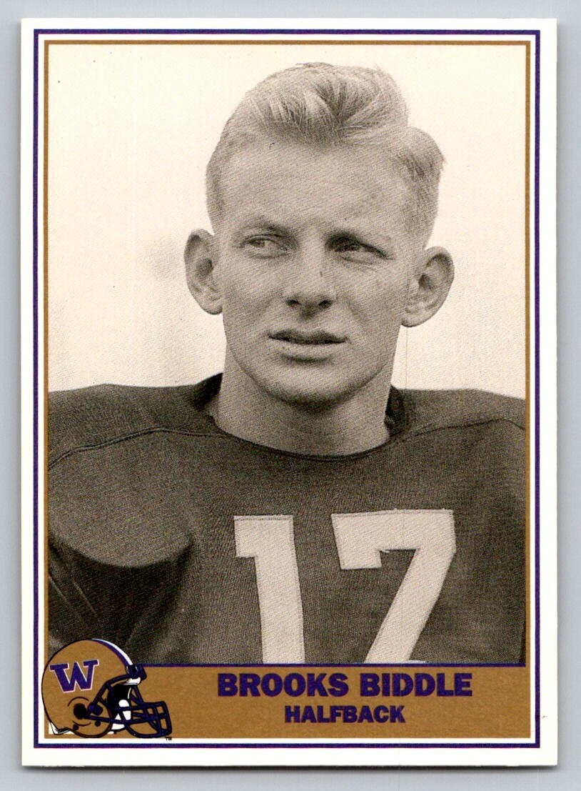 1992 Pacific Washington Huskies Football Greats - Brooks Biddle #44 (RC)