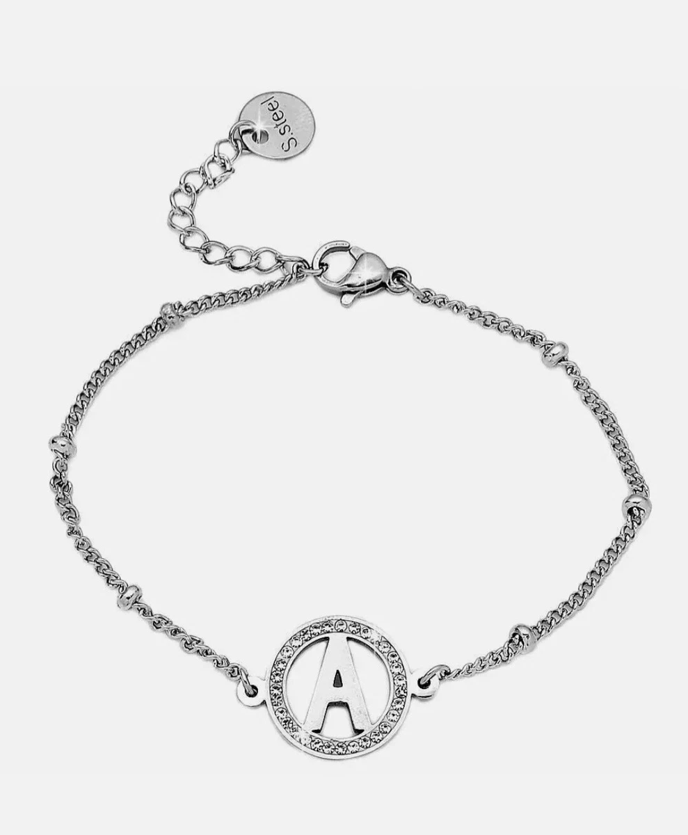 Micory Bracciale Iniziale In Argento Sterling 925, Catena Sottile Con Lettera A-Z E Zirconia, Regalo Per Donne, Lunghezza Regolabile 16-19 Cm
