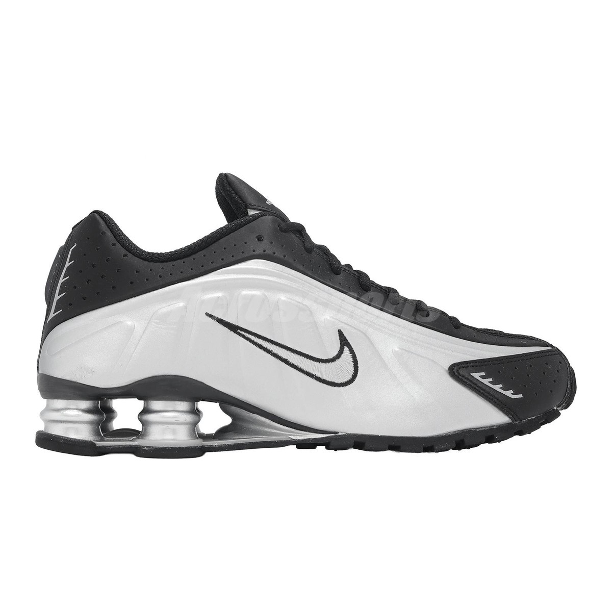 Nike Shox R4 Metallic Silver Black Men Casual Lifestyle Shoes