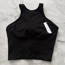 PINK Victoria's Secret Tank Top Black Seamless High Neck Nwt Medium M