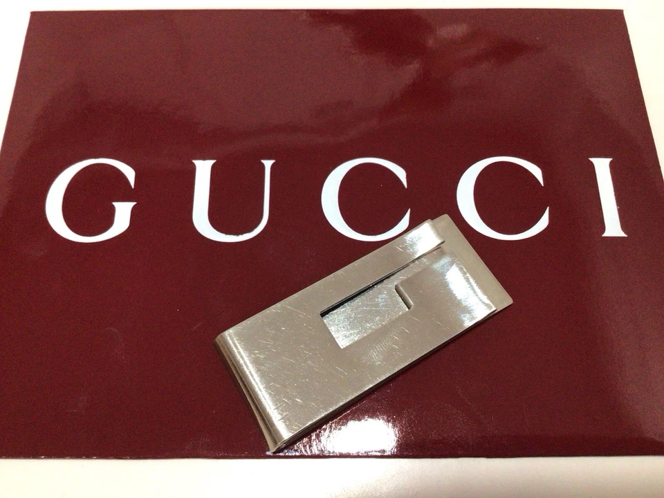 GUCCI Firmado G LOGO CLIP DE DINERO / Sobre GUCCI / Tarjeta Foto 3 de 4