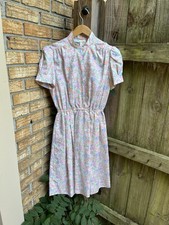 California Girl Vintage Spring Pattern Dress With Shoulder Pads Size 8