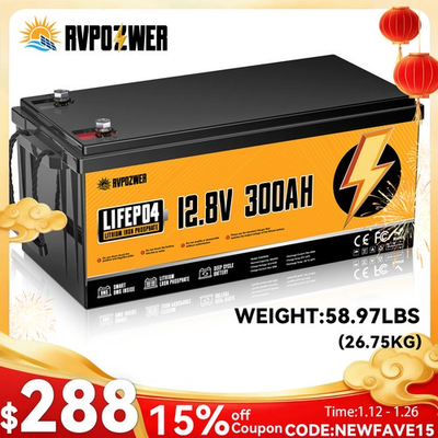 #ad 12V 300Ah Lithium LiFePO4 Battery 200A BMS for Golf Cart RV Marine Solar Panels $339.99