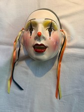 Ceramic clown Pierrot wall mask stars no damage