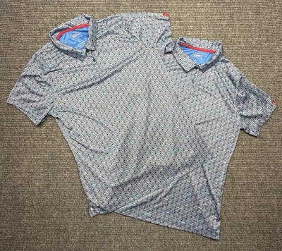 Sonic Polo Shirt Men Large Set of 2 Blue Performance Allover Print Live Free Eat